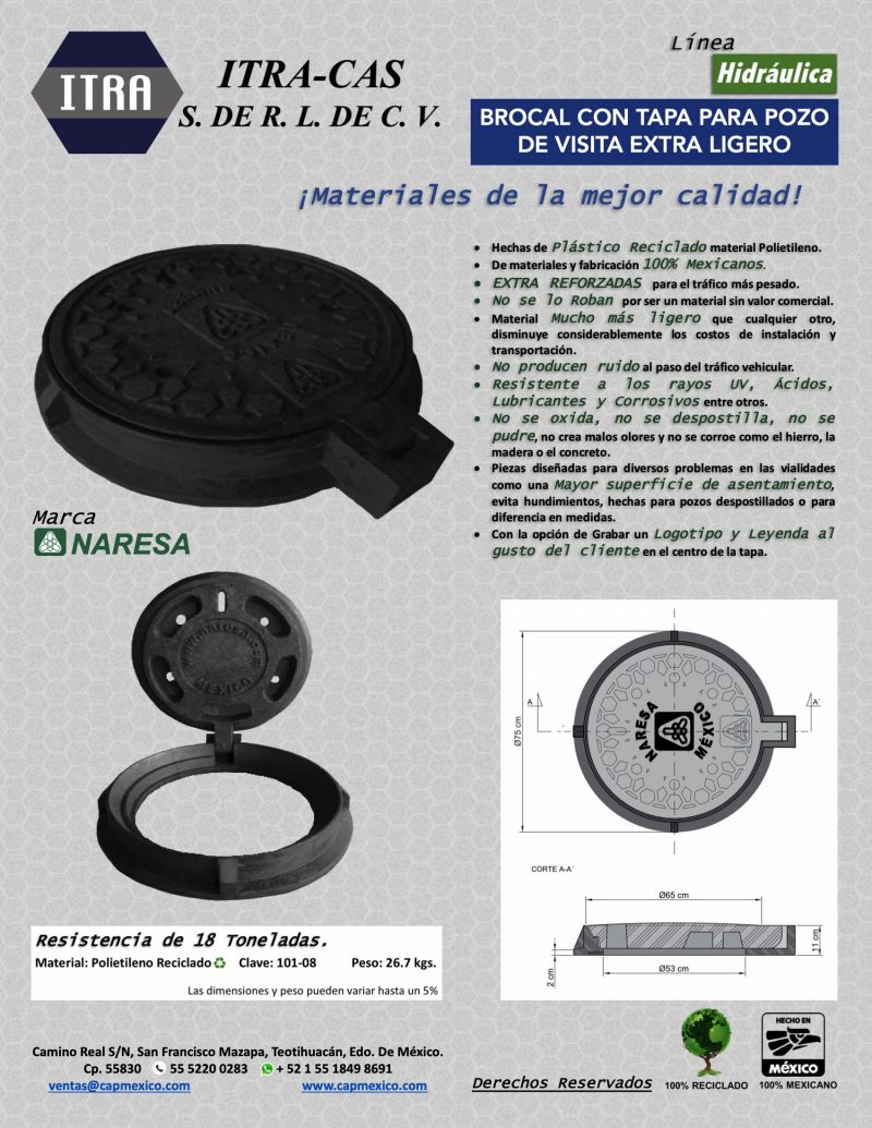 BROCAL CON TAPA PARA POZO DE VISITA EXTRA LIGERO Cap Mexico brocal-con-tapa-para-pozo-de-visita-extra-ligero-cap-mexico